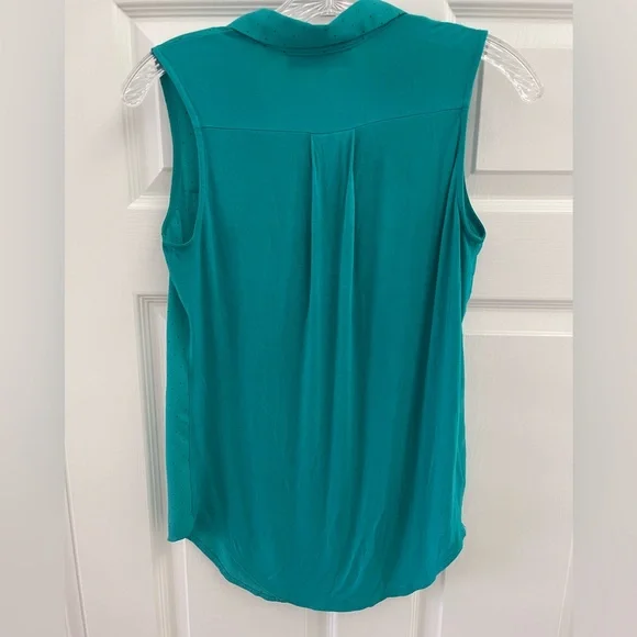 LOFT collared sleeveless teal blouse - Picture 3 of 5